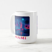 Miami Moonrise - Neon Skyline Graphic Tee Koffiemok (Voorkant links)