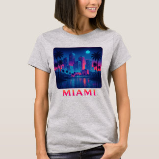 Miami Moonrise - Neon Skyline Graphic Tee T-shirt