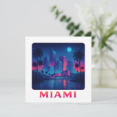 Miami Moonrise - Neon Skyline Kaart (Staand voorkant)