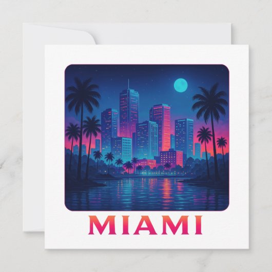 Miami Moonrise - Neon Skyline Kaart (Voorkant)