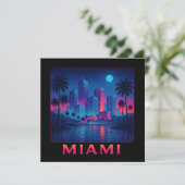 Miami Moonrise - Neon Skyline Kaart (Staand voorkant)