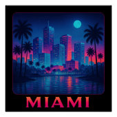 Miami Moonrise - Neon Skyline Perfect Poster (Voorkant)
