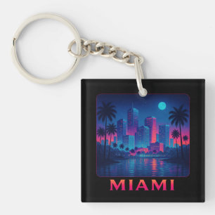 Miami Moonrise - Neon Skyline Sleutelhanger