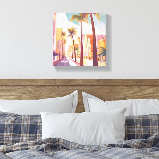 Miami Morning | Waterverf South Beach schilderij Canvas Afdruk (Insitu (Slaapkamer))