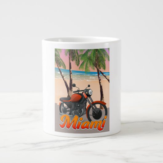 Miami motorfiets reisposter grote koffiekop (Voorkant)