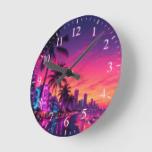 Miami Neon Zonsondergang Klok Wijzerplaat (Hoek)
