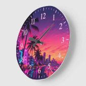 Miami Neon Zonsondergang Klok Wijzerplaat (Hoek)