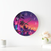 Miami Neon Zonsondergang Klok Wijzerplaat (Huis)