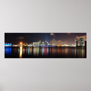Miami night panorama - Poster