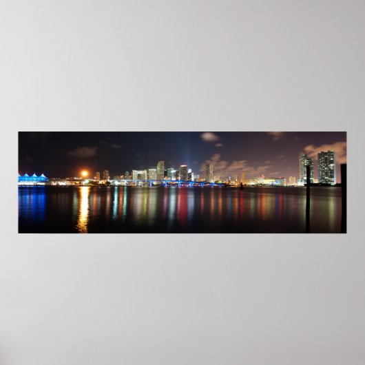 Miami night panorama - Poster (Voorkant)
