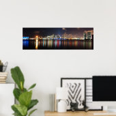 Miami night panorama - Poster (Thuiskantoor)