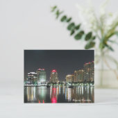 Miami Night Skyline Briefkaart (Staand voorkant)