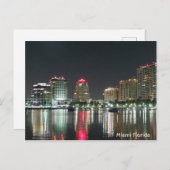 Miami Night Skyline Briefkaart (Voorkant / Achterkant)