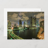Miami Night Skyline Briefkaart (Voorkant / Achterkant)
