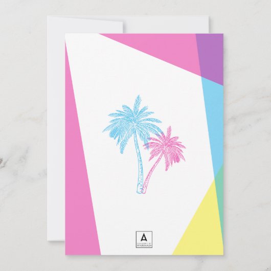 Miami Nights Bruiloft Kaart (Achterkant)