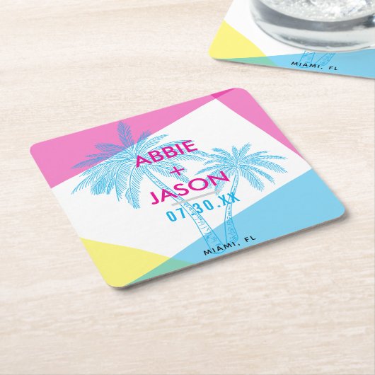 Miami Nights Kartonnen Onderzetters (Schuin)