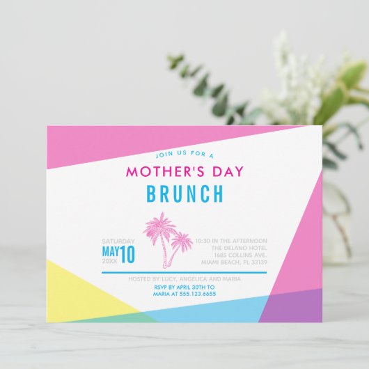 Miami Nights Moederdag Brunch Kaart (Staand voorkant)