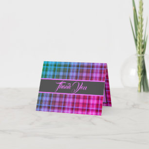 Miami Nights Plaid Bedankt Opmerking Kaart
