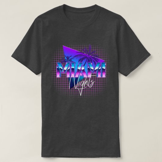 Miami Nights Retrowave Outrun Travel Vacation Holi T-shirt (Design voorkant)