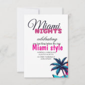 Miami Nights Verjaardagsfeestje Uitnodiging, Zomer Kaart (Voorkant)