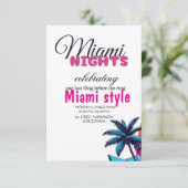Miami Nights Verjaardagsfeestje Uitnodiging, Zomer Kaart (Staand voorkant)