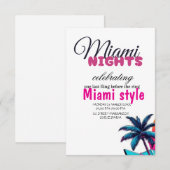 Miami Nights Verjaardagsfeestje Uitnodiging, Zomer Kaart (Voorkant / Achterkant)