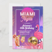 Miami Nights Zomer Verjaardagsfeest Kaart (Voorkant)