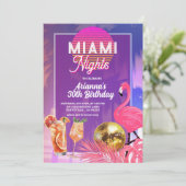 Miami Nights Zomer Verjaardagsfeest Kaart (Staand voorkant)