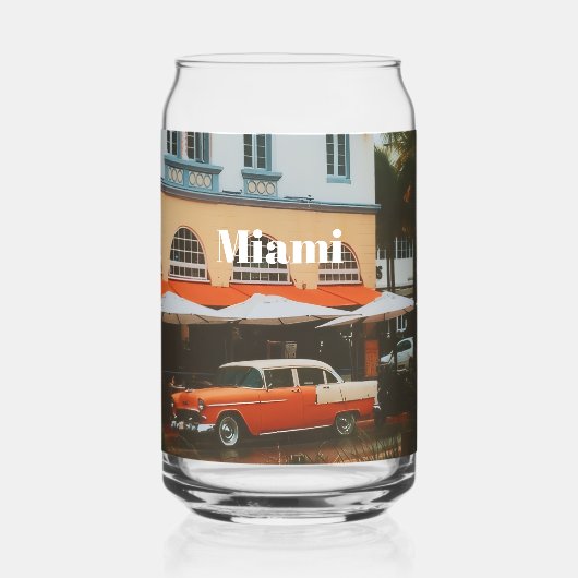 Miami Ocean Drive Reis Souvenir Blikvorm Glas (Achterkant)