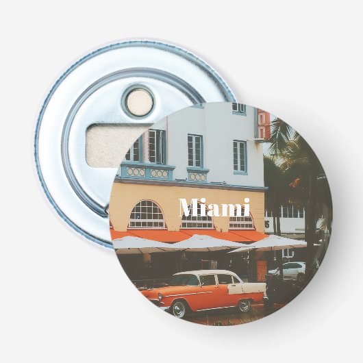 Miami Ocean Drive Reis Souvenir Button Flesopener (Voorkant)