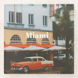 Miami Ocean Drive Reis Souvenir Glazen Onderzetter