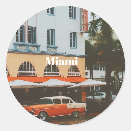 Miami Ocean Drive Reis Souvenir Ronde Sticker (Voorkant)