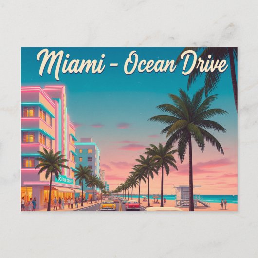  Miami, Ocean Drive Reizen Briefkaart (Voorkant)