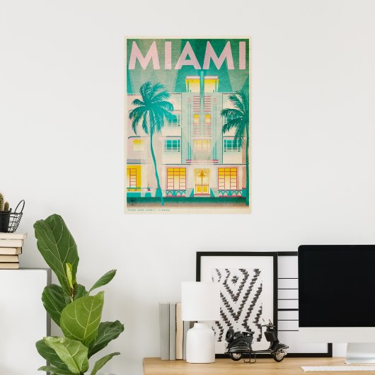  Miami, Ocean Drive Travel Poster (Thuiskantoor)
