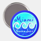 Miami Ocean Waves Blue Sky Jouw naam Magneet (Voorkant / Achterkant)