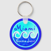 Miami Ocean Waves Blue Sky Jouw naam Sleutelhanger (Voorkant)