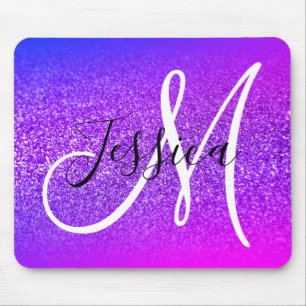 Miami Ombre Paarse Violet Glitter Monogram Muismat