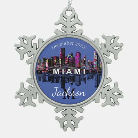 Miami op graffiti tin sneeuwvlok ornament (Voorkant)
