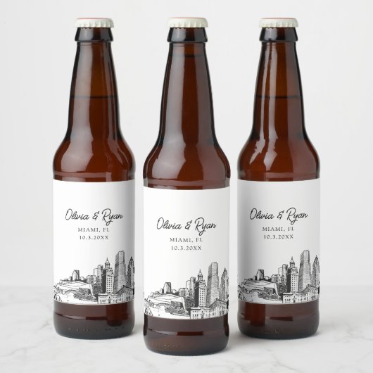 Miami oriëntatiepunten Gepersonaliseerd Bierlabel Bier Etiket (Flessen)