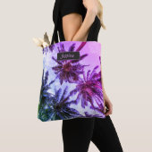 Miami Paars Palm Trees gepersonaliseerd Tote Bag (Dichtbij)