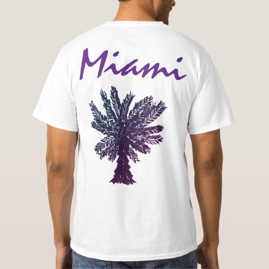 Miami Paarse Palm Tree zomervakantie cruise T-shirt (Achterkant)