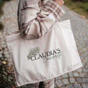 Miami Palm Bruid Custom Chic Meisjesuitje  Grote Tote Bag