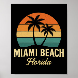 Miami Palm Florida Vintage Zonsondergang Palmboom Poster