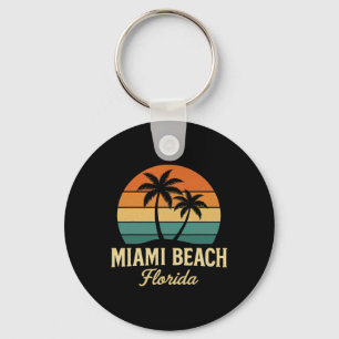 Miami Palm Florida Vintage Zonsondergang Palmboom Sleutelhanger
