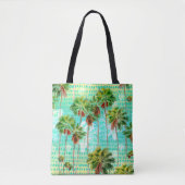 Miami Palms: Waterverf tropisch naadloos Tote Bag (Voorkant)