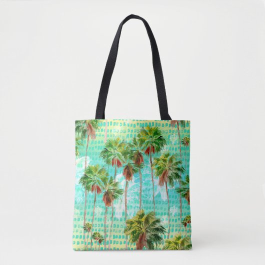 Miami Palms: Waterverf tropisch naadloos Tote Bag (Voorkant)