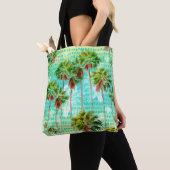 Miami Palms: Waterverf tropisch naadloos Tote Bag (Dichtbij)