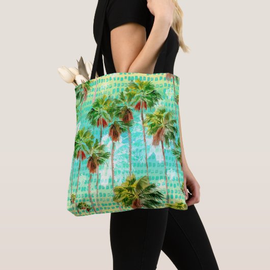 Miami Palms: Waterverf tropisch naadloos Tote Bag (Dichtbij)