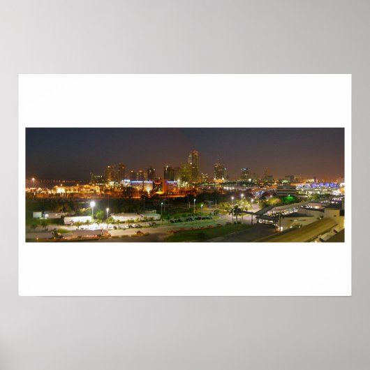 Miami Panoramic Night Uitzicht Poster (Voorkant)
