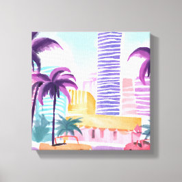 Miami Pastels | Rommelig Schilderij in Waterverf Canvas Afdruk